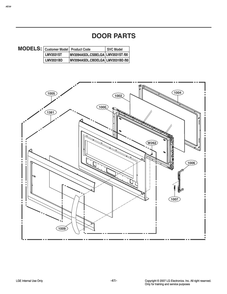 Door Parts Diagram and Parts List for MV2094ASDL CFSELGA LG Microwave