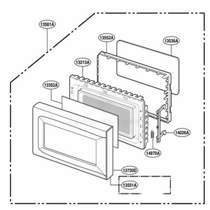 Door Parts Diagram and Parts List for MMC5086AAB CBKEMTG LG Microwave
