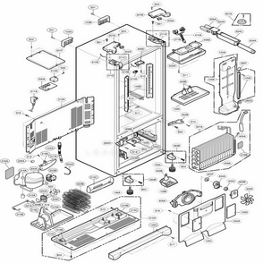 Case Parts Diagram and Parts List for 78543 AST1SER LG Refrigerator