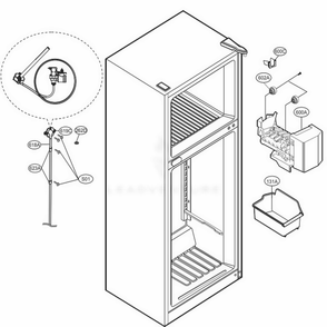 Ice Maker Parts Diagram and Parts List for LTCS24223S ASTCNA7 LG Refrigerator
