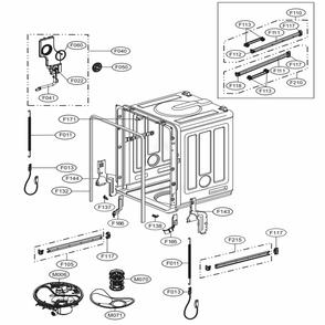 Tub Assembly Diagram and Parts List for LDF7774ST ASTEEUS LG Dishwasher