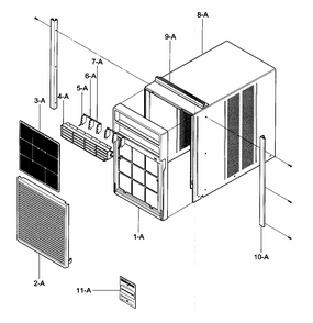 Cabinet/front Grille Assy Diagram and Parts List for 58075063700  Kenmore Air Conditioner