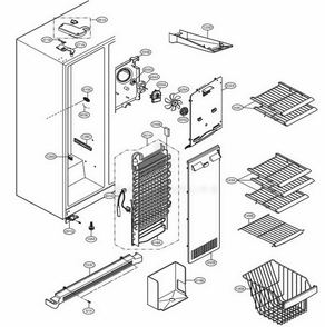 Freezer Compartment Diagram and Parts List for 51089 AWBCSE0 LG Refrigerator