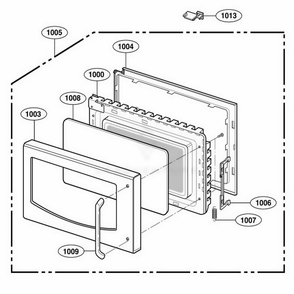 Door Parts Diagram and Parts List for AMC7159TAB ABKEAMA LG Wall Oven