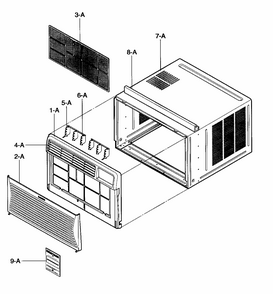 Cabinet/front Grille Assy Diagram and Parts List for 58075251700  Kenmore Air Conditioner