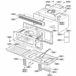 Oven Cavity Parts Diagram and Parts List for GH7155XKB ABKEWRP LG Range