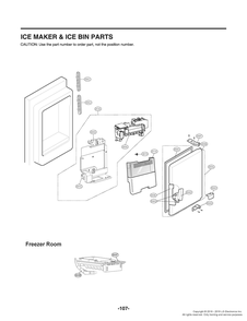 Ice Maker And Ice Bin Parts Diagram and Parts List for GR-X288NSSM ASTCNA0 LG Refrigerator