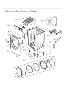 Cabinet And Door Assembly Diagram and Parts List for DLG3471M ABMEEUS LG Dryer