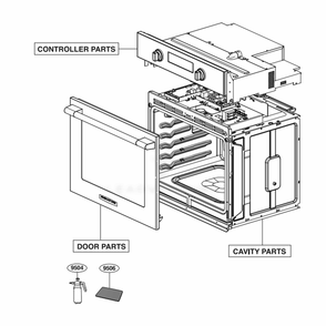 Main Diagram and Parts List for UPWS3044ST AS1LSGN LG Wall Oven