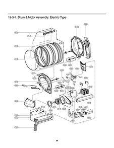 Drum And Motor Assembly Diagram and Parts List for RV1840CD4 ASSEELC LG Dryer
