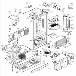 Case Parts Diagram and Parts List for 78733 AST1SER LG Refrigerator