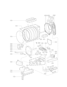 Drum And Motor Parts Diagram and Parts List for DLEX5680V  LG Dryer