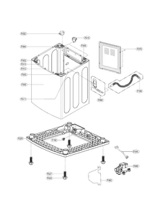 Outer Case Assembly Parts Diagram and Parts List for WT6001HV  LG Washer