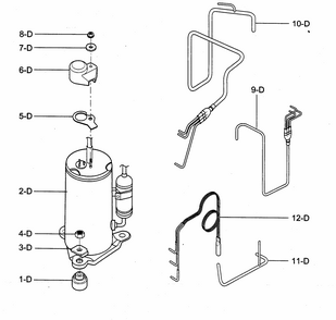 Compressor Parts Diagram and Parts List for 58074229400  Kenmore Air Conditioner