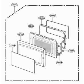 Door Parts Diagram and Parts List for JES739WD CMWEGEU LG Microwave