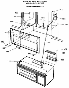 Installation Parts Diagram and Parts List for 7218975590  Kenmore Microwave