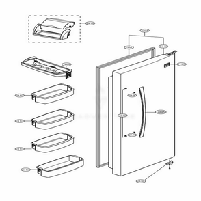 Refrigerator Door Diagram and Parts List for 51373 AST2SER LG Refrigerator