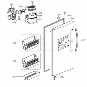 Freezer Door Part Diagram and Parts List for 58826 ATICSER LG Refrigerator