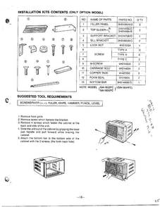 Installation Kits Contents Diagram and Parts List for 58280  LG Air Conditioner