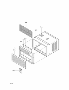 Cabinet And Front Grille Assembly Parts Diagram and Parts List for 58076100800  Kenmore Air Conditioner