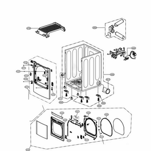Cabinet And Door Assembly Diagram and Parts List for DLEY1901WE ABWEEUS LG Dryer