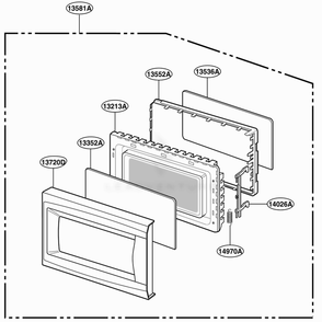 Door Parts Diagram and Parts List for MA1152W CWHEGSE LG Wall Oven
