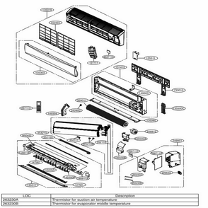 Indoor Unit Diagram and Parts List for MW24C3J AWHBFRD LG Air Conditioner