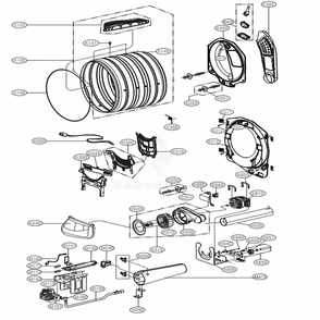 Drum And Motor Assembly: Gas Type Diagram and Parts List for DLGX8101W ABWEEUS LG Dryer