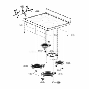 Cooktop Parts Diagram and Parts List for LRE3083BD FBDLLGA LG Range