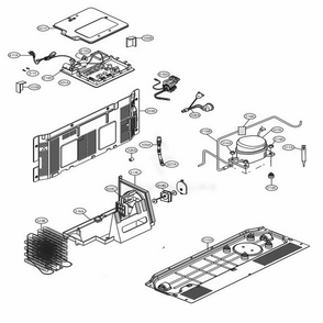 Mechanical Compartment Diagram and Parts List for LSXS22423W ASWCNA0 LG Refrigerator
