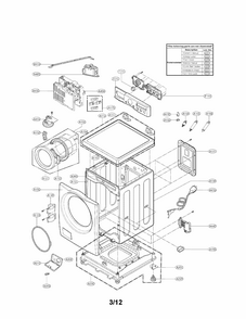 Cabinet And Control Panel Assembly Parts Diagram and Parts List for 79641372211  Kenmore Washer