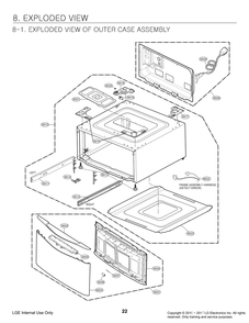 Outer Case Assembly Diagram and Parts List for F70E2UDNK4 ASSEEUS LG Washer
