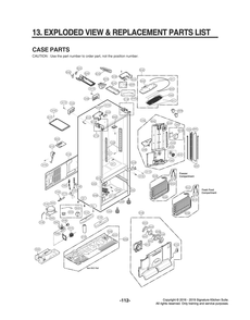 Case Parts Diagram and Parts List for GR-J266DSJM ASTCNA1 LG Refrigerator