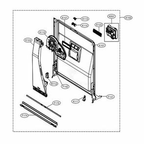 Door Liner Assembly Diagram and Parts List for 13383 ASTESEU LG Dishwasher