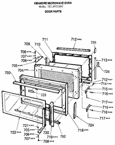 Door Diagram and Parts List for 7218915180  Kenmore Microwave