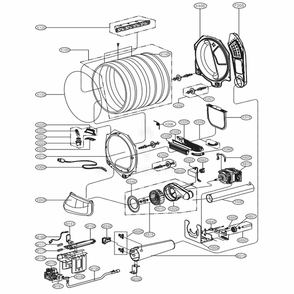 Drum And Motor Assembly: Gas Type Diagram and Parts List for DLG1002W ABWEEUS LG Dryer