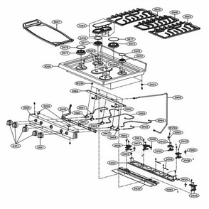 Cooktop Parts Diagram and Parts List for LRG3194BM FBMELGA LG Range