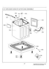 Outer Case Assembly Diagram and Parts List for T1780WFHT ABWETUS LG Washer