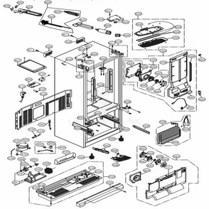 Case Parts Diagram and Parts List for LFX28979SB AWBCNA1 LG Refrigerator