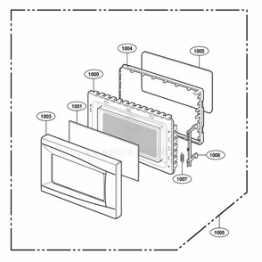 Door Parts Diagram and Parts List for 62342203 CW1ESEA LG Range