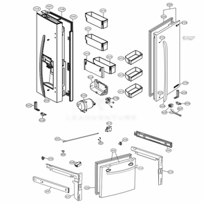 Door Parts Diagram and Parts List for LRFXS2503D ASBCNA0 LG Refrigerator
