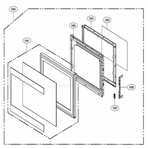 Door Parts Diagram and Parts List for LMC2075BD CBDEBBY LG Microwave