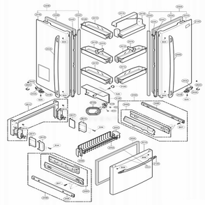 Door Parts Diagram and Parts List for 75552 ASWCSEF LG Refrigerator