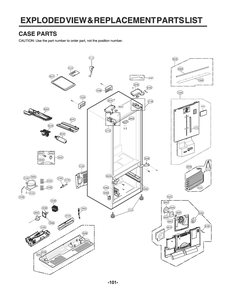 Case Parts Diagram and Parts List for GR-L268NSXH ASTCNA0 LG Refrigerator