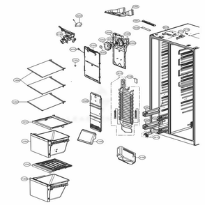 Freezer Compartment Diagram and Parts List for LSXC22426S ASTCNA1 LG Refrigerator