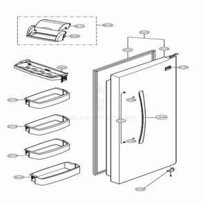 Refrigerator Door Diagram and Parts List for 51373 AST1SER LG Refrigerator