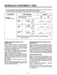 Interlock Continuity Test Diagram and Parts List for MA-880MW  LG Microwave