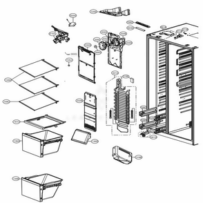 Freezer Compartment Diagram and Parts List for LSXS26386D ASBCNA3 LG Refrigerator
