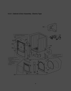 Cabinet And Door Assembly Diagram and Parts List for RV13A4ASD ABWESEU LG Dryer