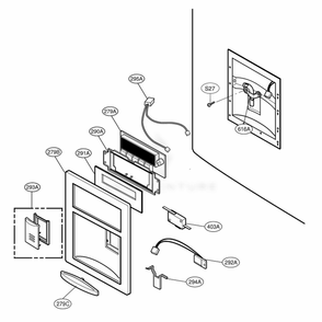 Dispenser Parts Diagram and Parts List for 78713 AST1SER LG Refrigerator